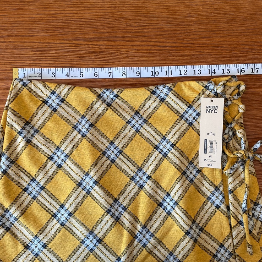 Madden NYC Side Lace Yellow Plaid Mini Skirt Preppy Y2K Academia‎ School Girl - Picture 12 of 16